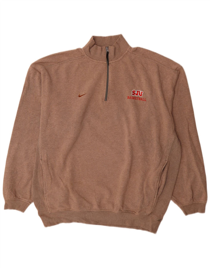 Nike Mens Saint John's University Zip Neck Sweatshirt Jumper XL Beige