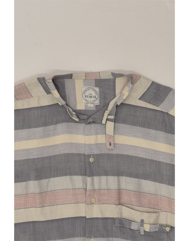 VINTAGE Mens Shirt Medium Grey Striped Cotton | Vintage Vintage | Thrift | Second-Hand Vintage | Used Clothing | Messina Hembry 