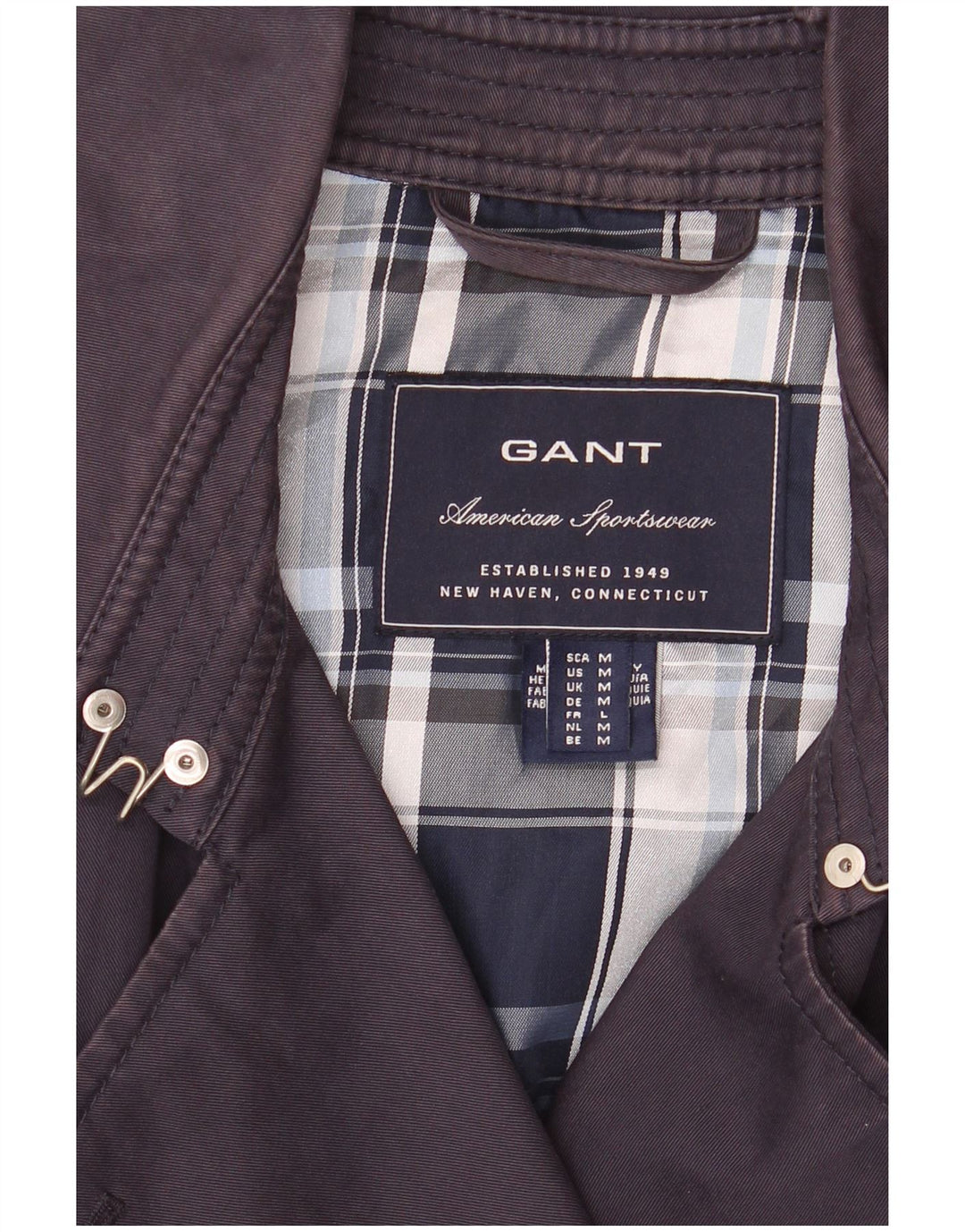 Gant Womens Trench Coat UK 14 Medium Navy Blue Cotton