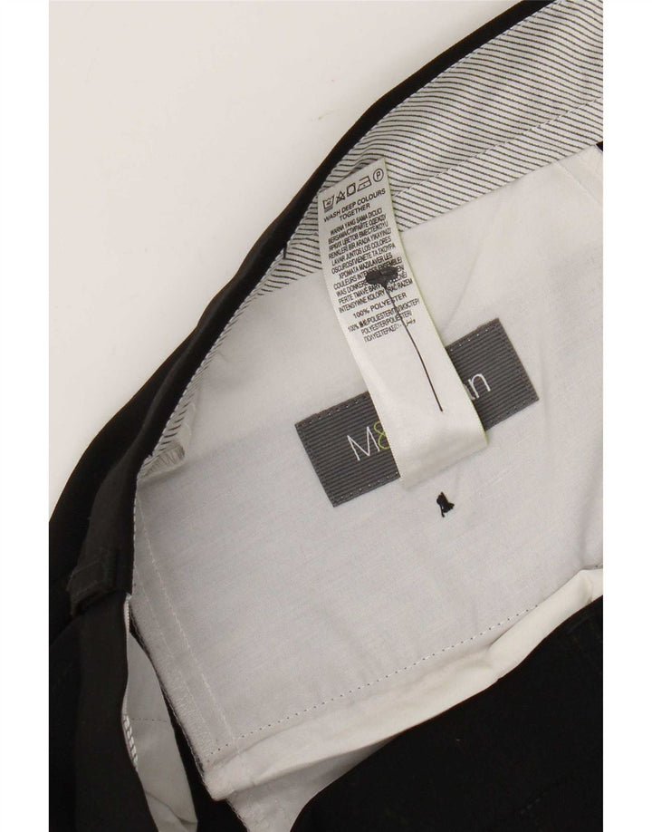 Marks & Spencer Mens Straight Suit Trousers W36 L31 Black Polyester