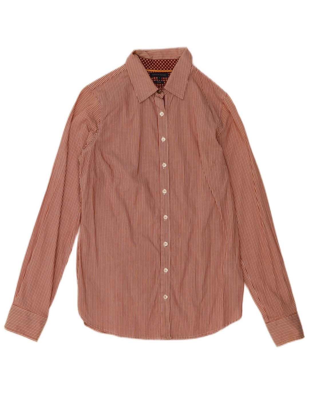 Tommy Hilfiger Womens Shirt US 6 Medium Red Striped Cotton