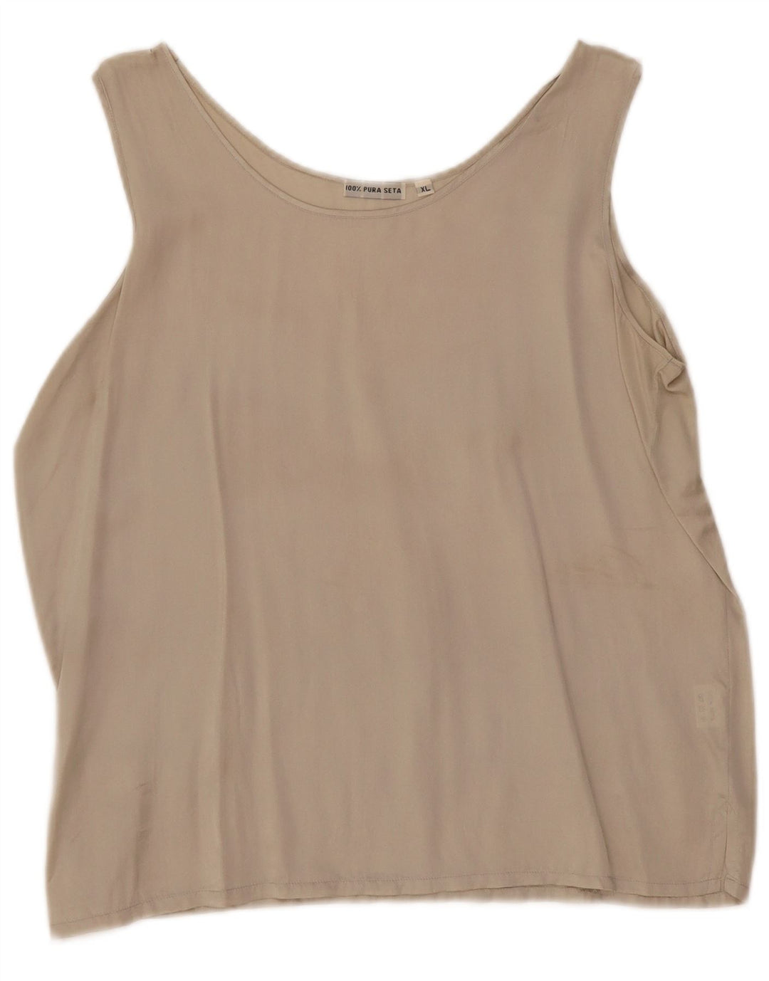 Vintage Womens Sleeveless Blouse Top UK 18 XL Grey Silk
