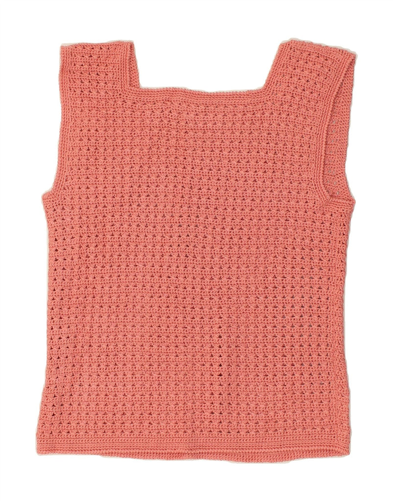 VINTAGE Womens Crochet Vest Top UK 14 Medium Pink | Vintage Vintage | Thrift | Second-Hand Vintage | Used Clothing | Messina Hembry 