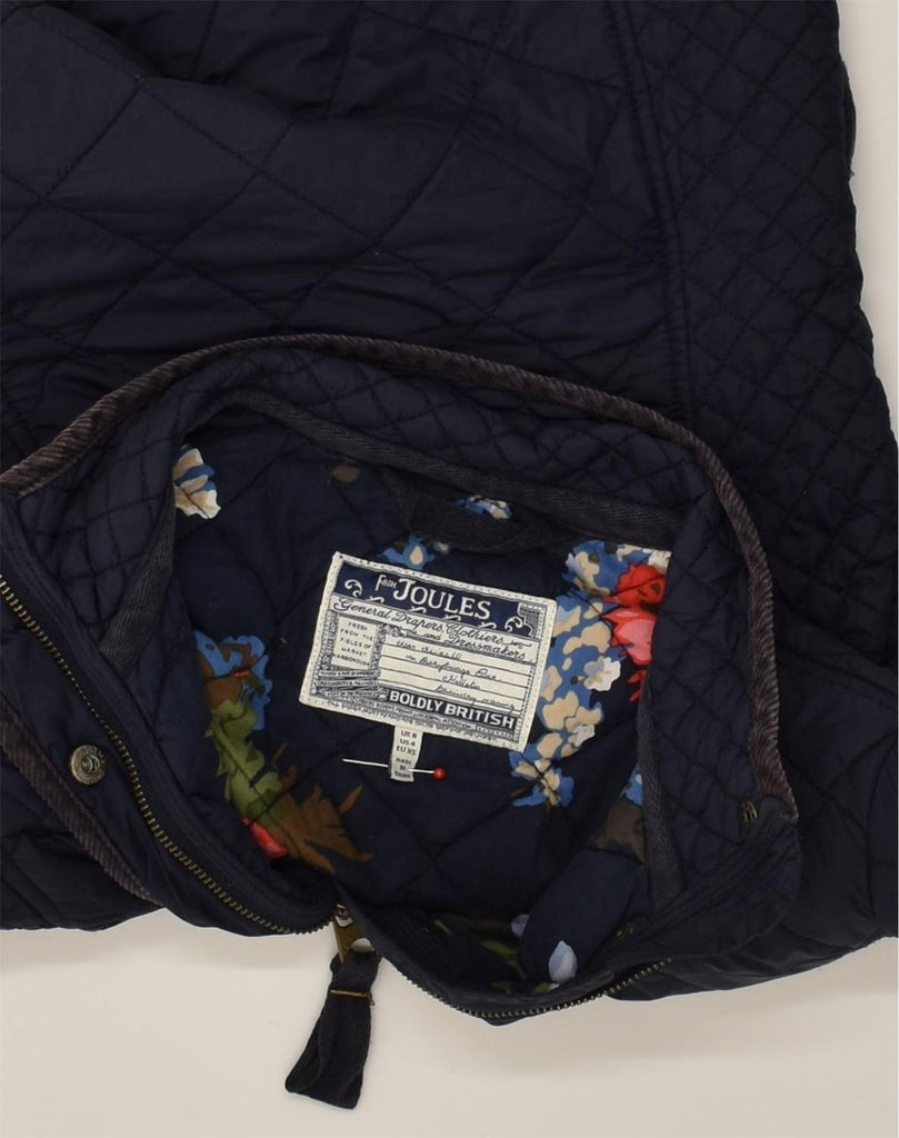 JOULES Womens Quilted Jacket UK 8 Small  Navy Blue Cotton | Vintage Joules | Thrift | Second-Hand Joules | Used Clothing | Messina Hembry 