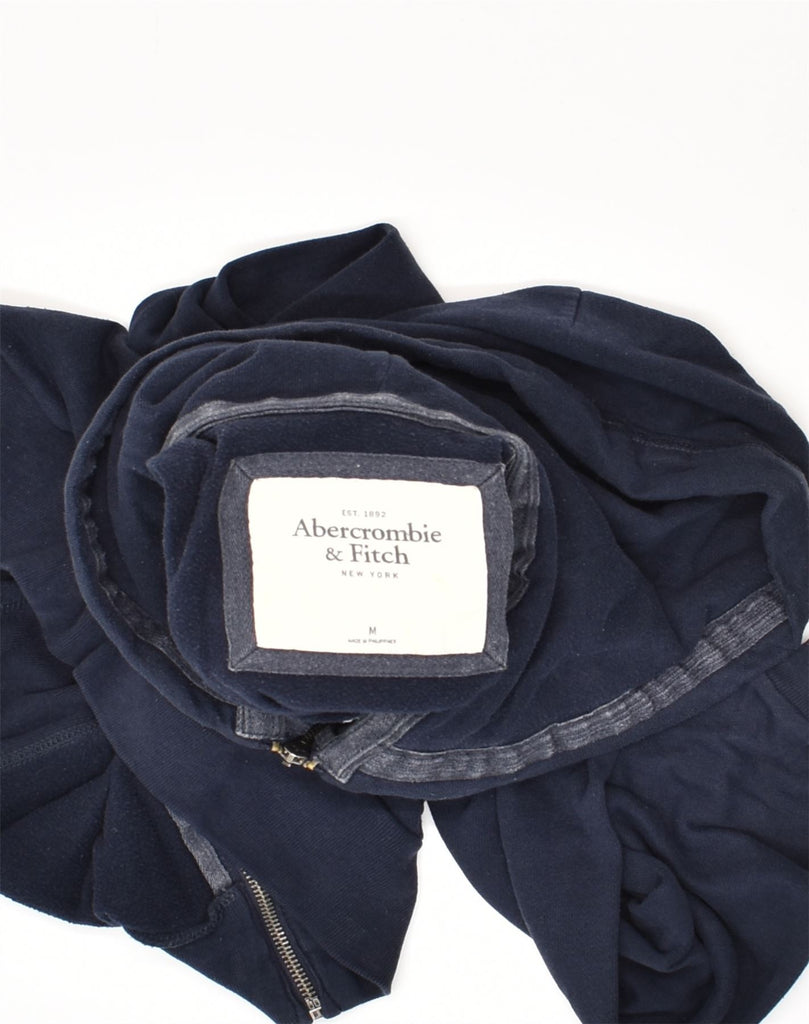 ABERCROMBIE & FITCH Womens Graphic Zip Hoodie Sweater UK 14 Medium Navy Blue | Vintage Abercrombie & Fitch | Thrift | Second-Hand Abercrombie & Fitch | Used Clothing | Messina Hembry 