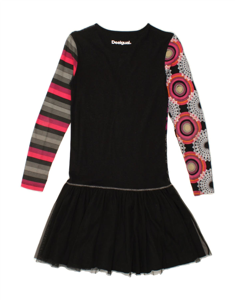 DESIGUAL Girls Drop Waist Dress 13-14 Years Black Patchwork | Vintage Desigual | Thrift | Second-Hand Desigual | Used Clothing | Messina Hembry 