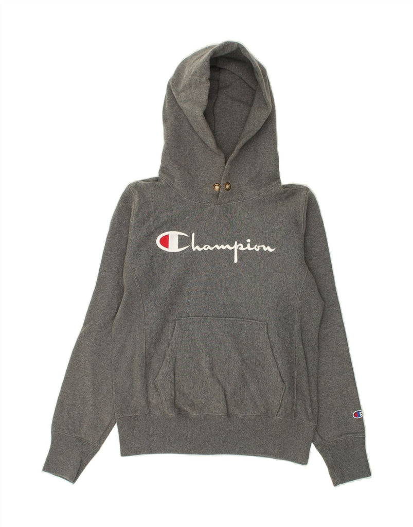 CHAMPION Mens Graphic Hoodie Jumper Small Grey Cotton | Vintage Champion | Thrift | Second-Hand Champion | Used Clothing | Messina Hembry 