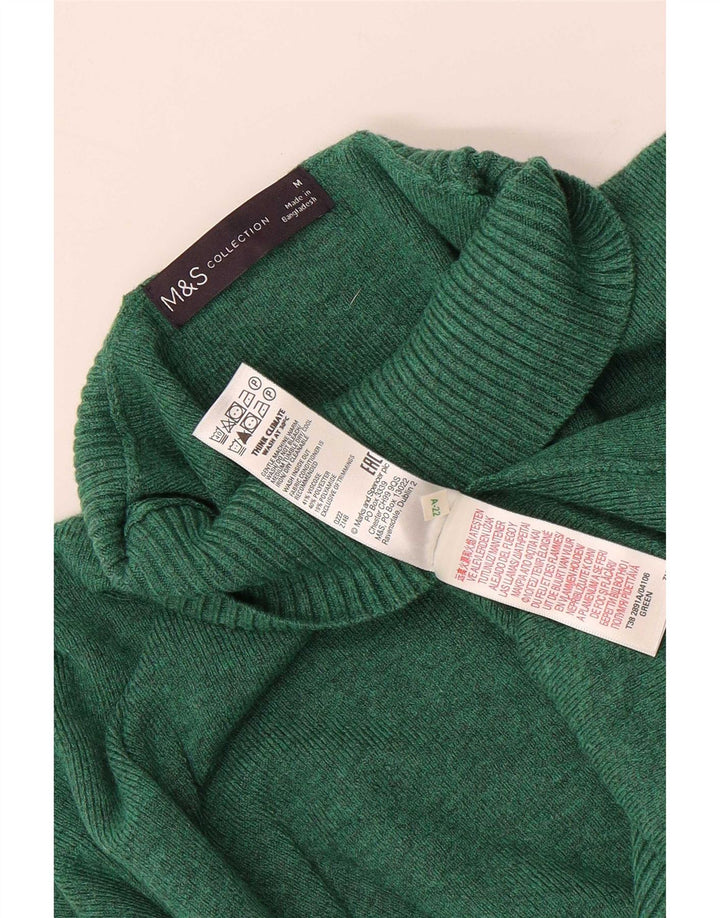 Marks & Spencer Womens Turtle Neck Jumper Sweater UK 14 Medium Green