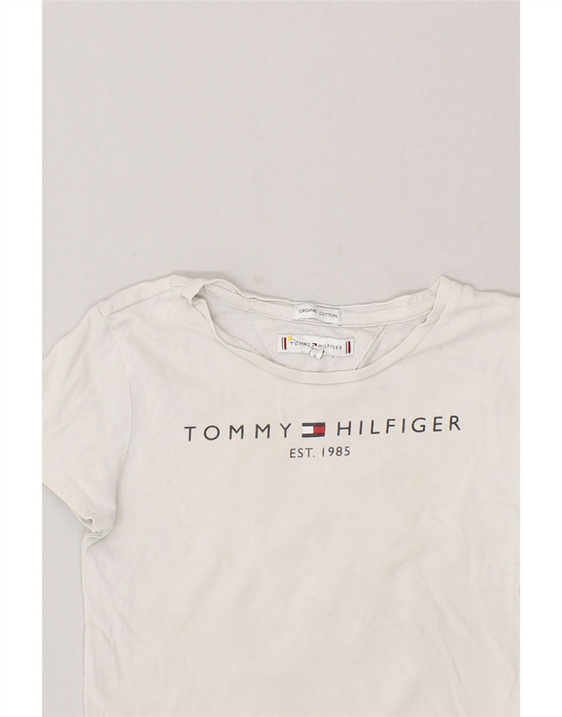 TOMMY HILFIGER Girls Graphic T-Shirt Top 7-8 Years White Cotton | Vintage Tommy Hilfiger | Thrift | Second-Hand Tommy Hilfiger | Used Clothing | Messina Hembry 