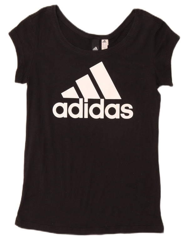 Adidas Womens Graphic T-Shirt Top UK 4/6 XS Black Cotton