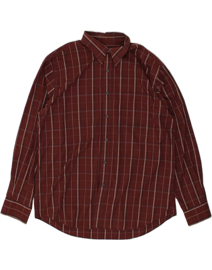 DOCKERS Mens Shirt Size 17/17 1/2 XL Maroon Check Cotton | Vintage Dockers | Thrift | Second-Hand Dockers | Used Clothing | Messina Hembry 