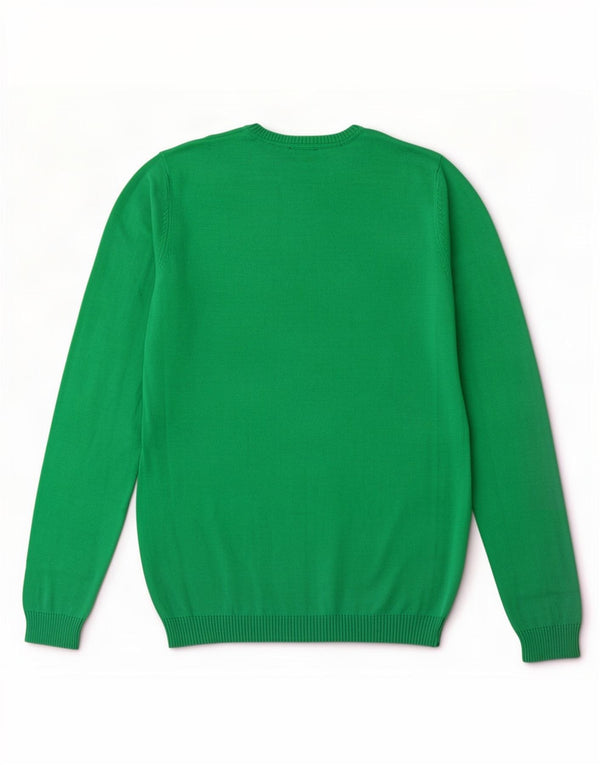Benetton Boys Crew Neck Jumper Sweater 13-14 Years 3XL Green Cotton