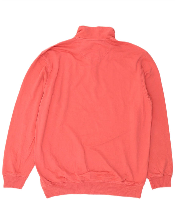 Izod Mens Button Neck Sweatshirt Jumper Medium Red Cotton