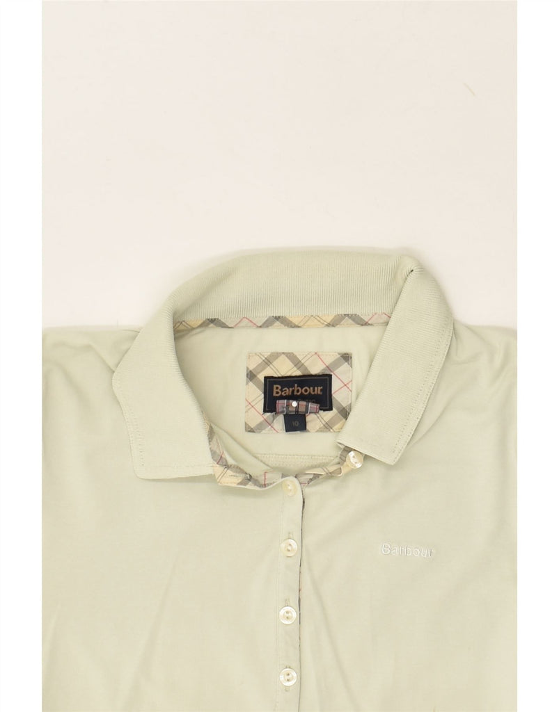 BARBOUR Womens 3/4 Sleeve Polo Shirt UK 10 Small Beige | Vintage Barbour | Thrift | Second-Hand Barbour | Used Clothing | Messina Hembry 