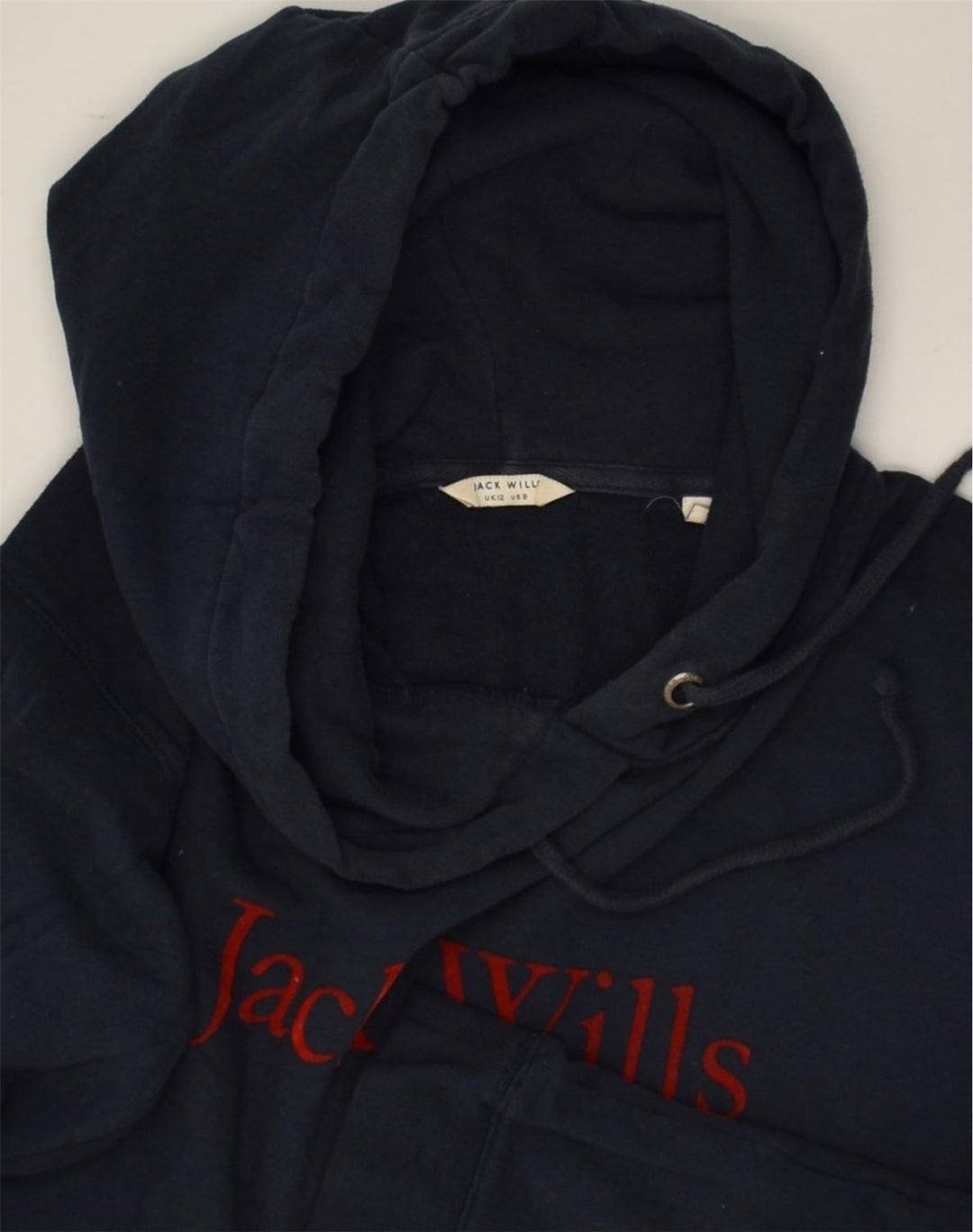 JACK WILLS Womens Hoodie Jumper UK 12 Medium Navy Blue Cotton | Vintage Jack Wills | Thrift | Second-Hand Jack Wills | Used Clothing | Messina Hembry 