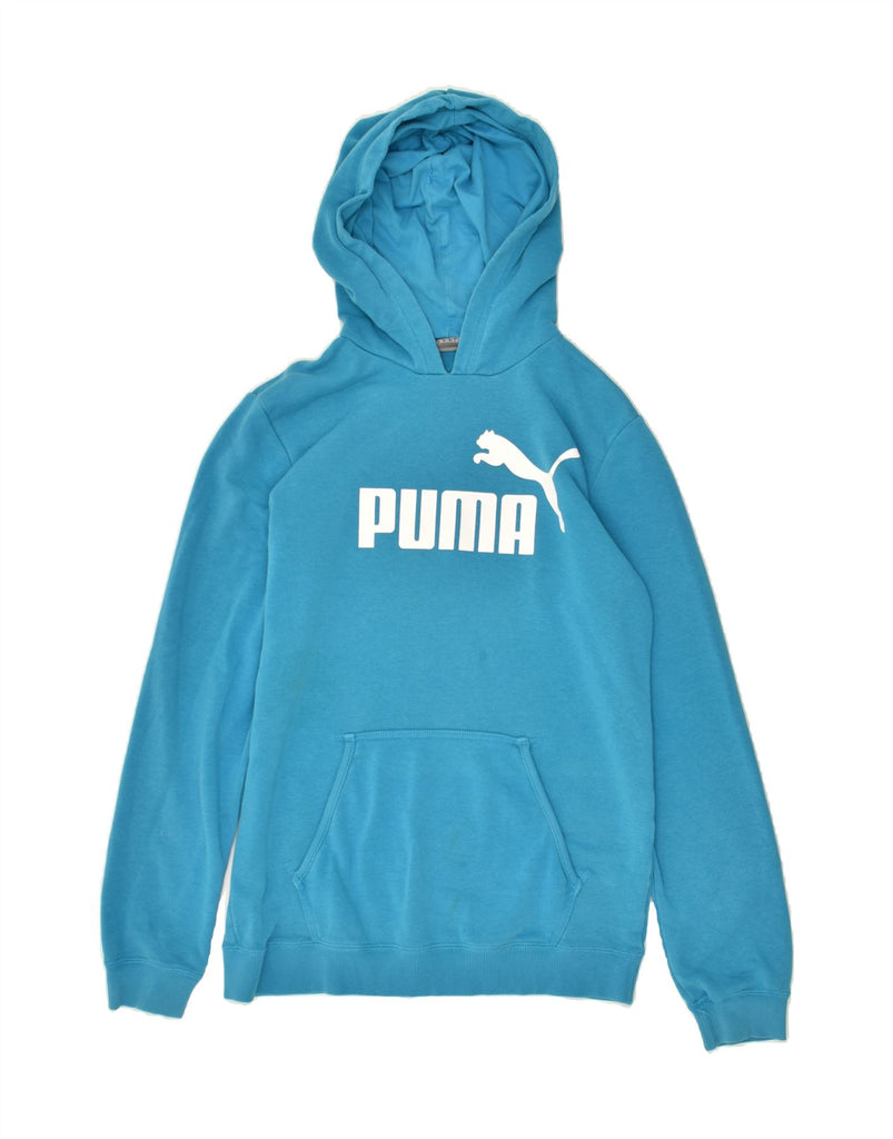 PUMA Boys Graphic Hoodie Jumper 9-10 Years Medium Blue Cotton | Vintage Puma | Thrift | Second-Hand Puma | Used Clothing | Messina Hembry 