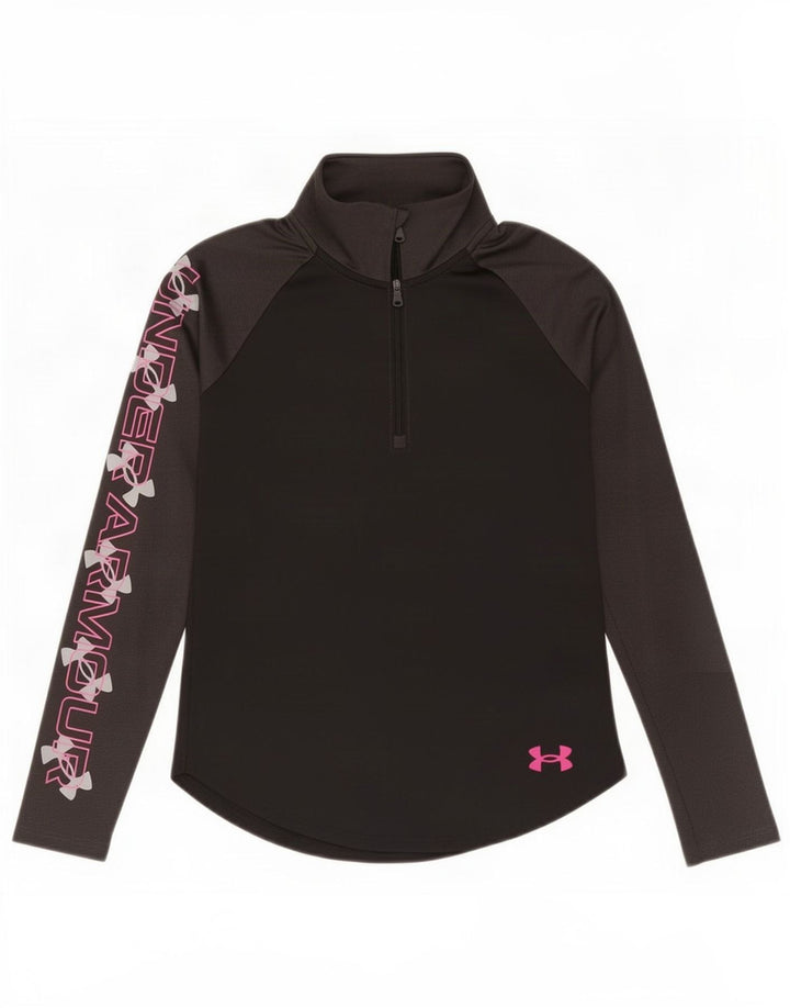 Under Armour Girls Graphic Pullover Tracksuit Top 9-10 Years Medium Black