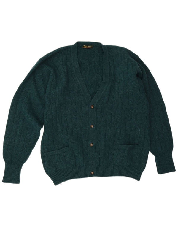 Vintage Mens Cardigan Sweater IT 50 Medium Green Wool