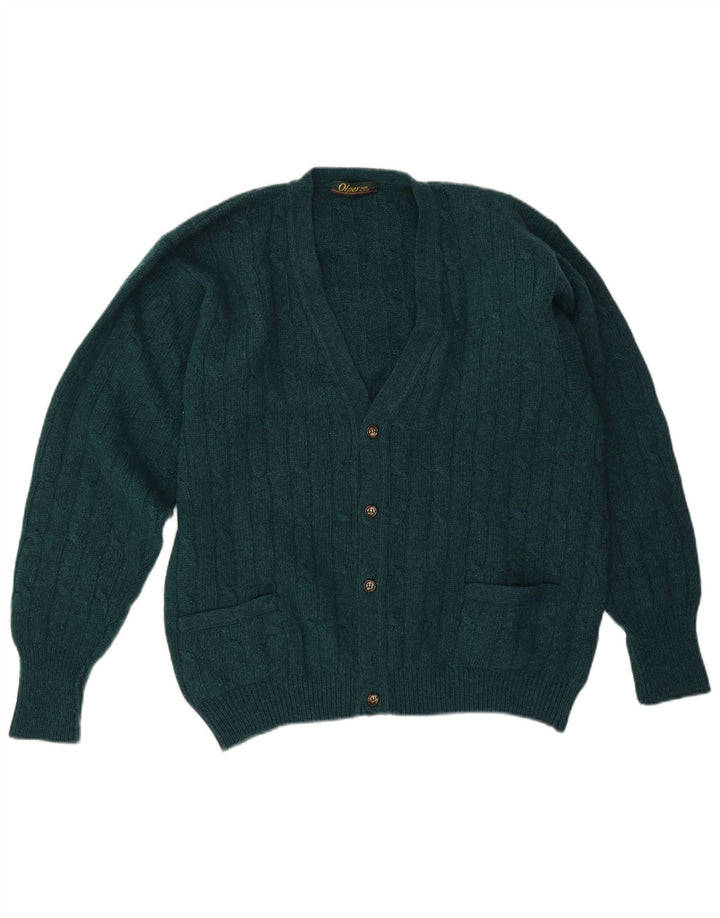 Vintage Mens Cardigan Sweater IT 50 Medium Green Wool