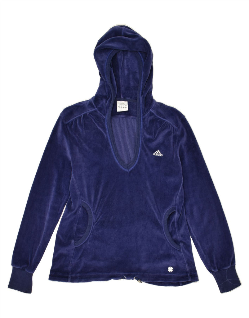 ADIDAS Womens Hoodie Jumper EU 38 Medium Blue Cotton | Vintage Adidas | Thrift | Second-Hand Adidas | Used Clothing | Messina Hembry 