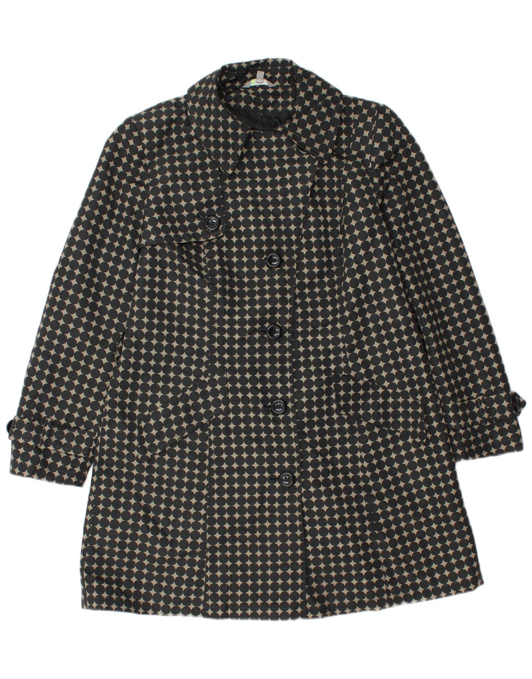 Marks & Spencer Womens Petite Trench Coat UK 12 Medium Black Polka Dot