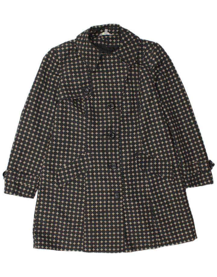 Marks & Spencer Womens Petite Trench Coat UK 12 Medium Black Polka Dot
