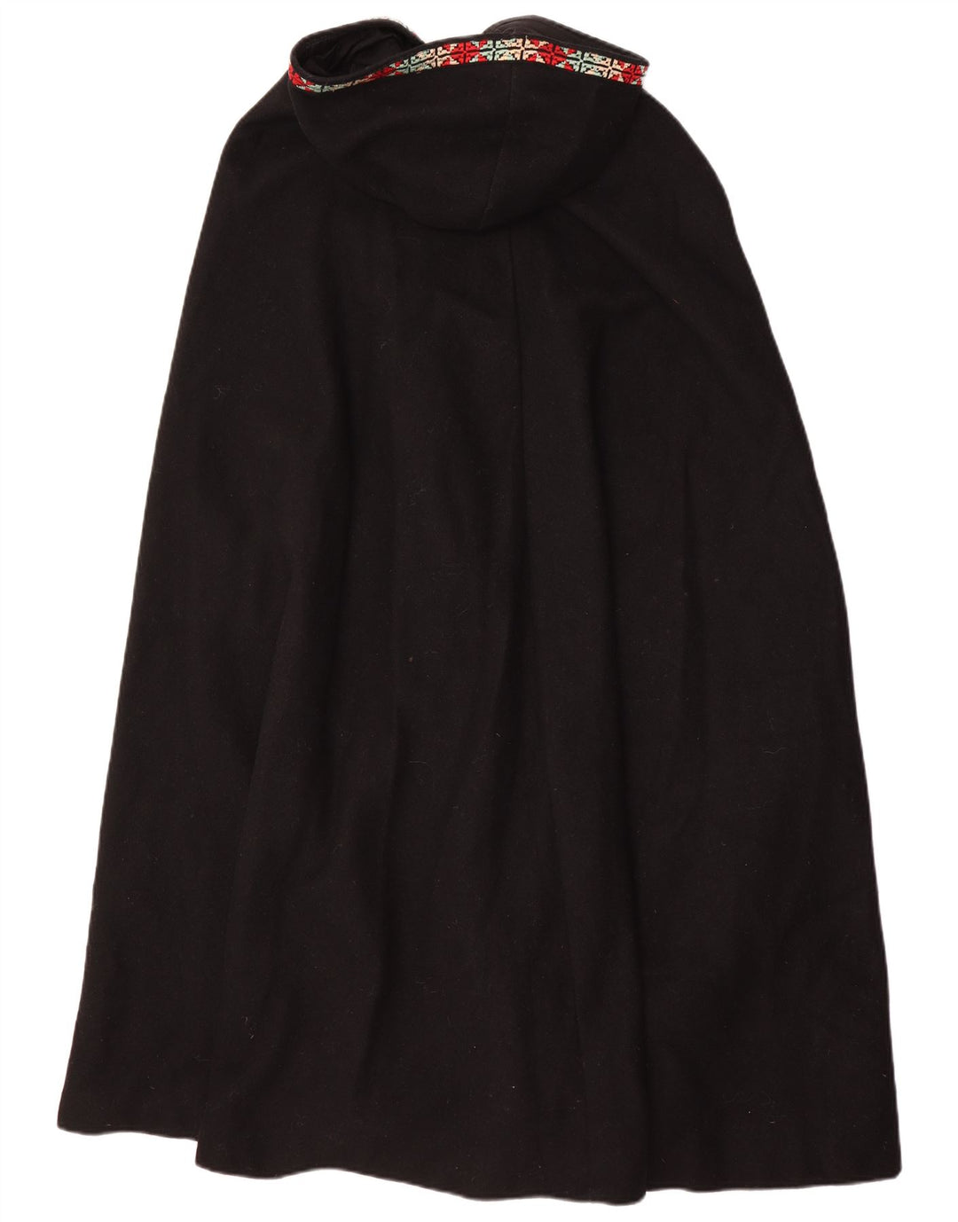 Vintage Womens Hooded Cape Coat One Size Black Geometric