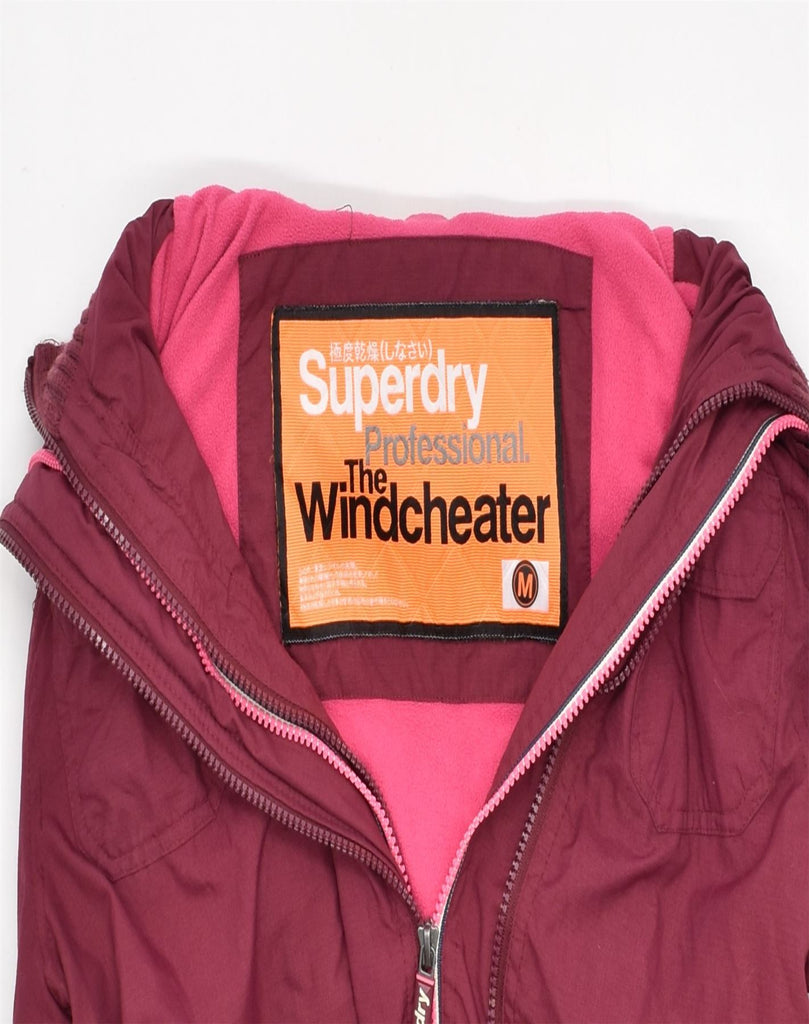 SUPERDRY Womens Hooded Rain Jacket Medium Maroon Nylon | Vintage | Thrift | Second-Hand | Used Clothing | Messina Hembry 