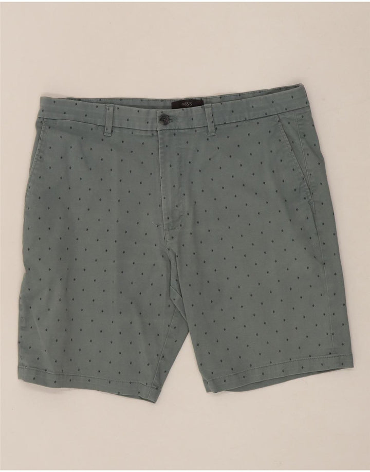 MARKS & SPENCER Mens Chino Shorts W36 Large Blue Spotted Cotton Vintage Marks & Spencer and Second-Hand Marks & Spencer from Messina Hembry 