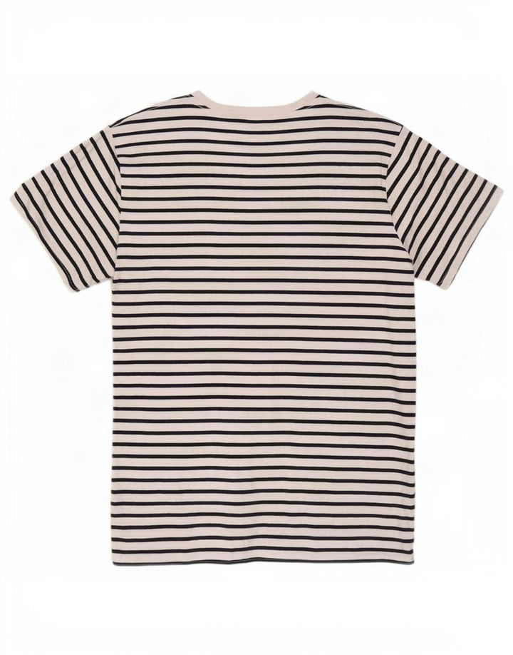 Jack & Jones Mens T-Shirt Top Large White Striped Cotton
