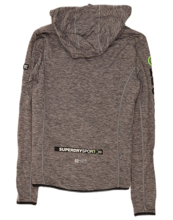 Superdry Mens Graphic Hooded Tracksuit Top Jacket Small Grey Flecked