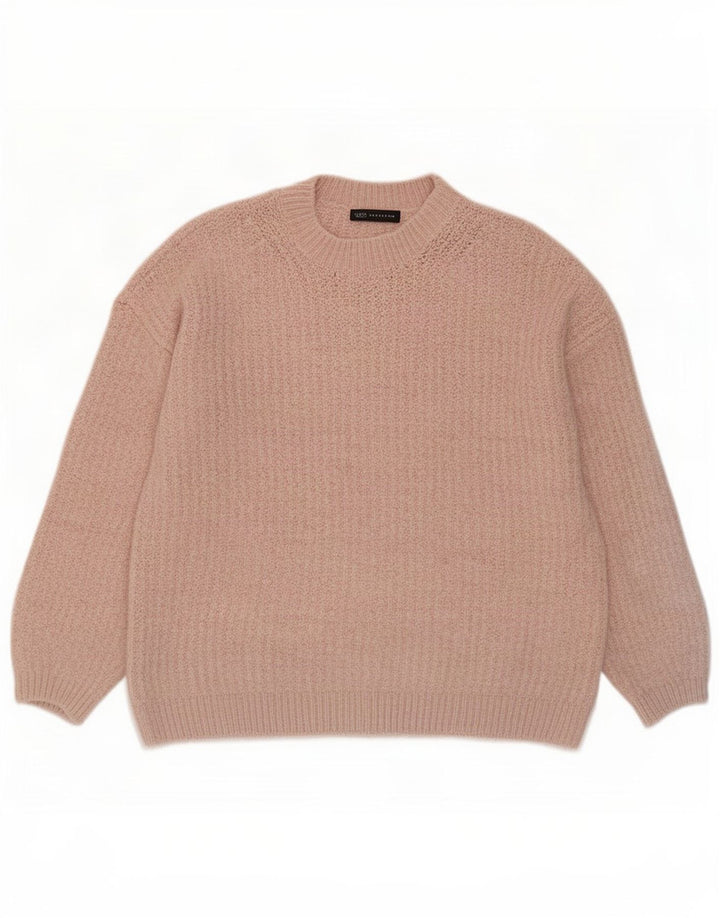 Marks & Spencer Womens Oversized Crew Neck Jumper Sweater UK 14 Medium Pink