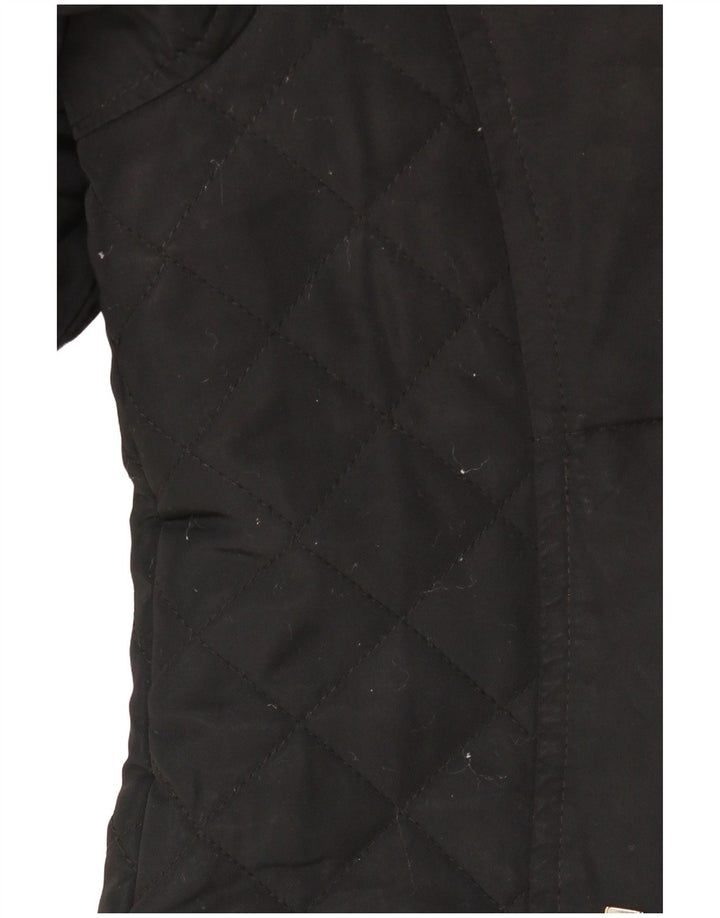 Laura Ashley Womens Hooded Padded Coat UK 12 Medium Black Polyester