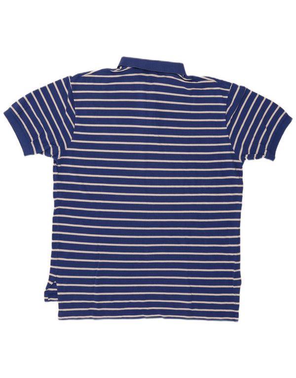 Polo Ralph Lauren Mens Polo Shirt Large Blue Striped Cotton
