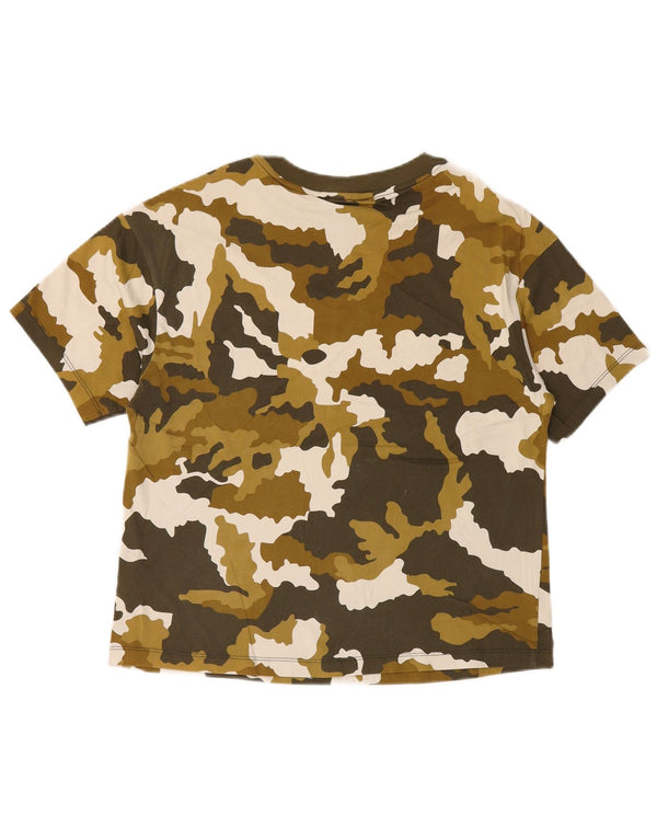 Nike Womens Graphic T-Shirt Top UK 10 Small Khaki Camouflage Cotton
