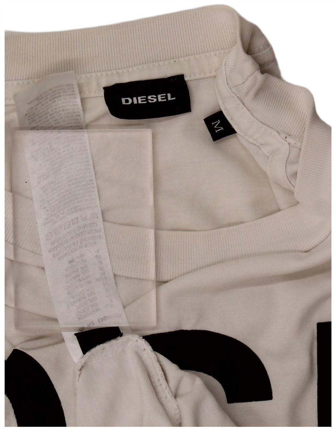 DIESEL Mens Graphic T-Shirt Top Medium White Cotton