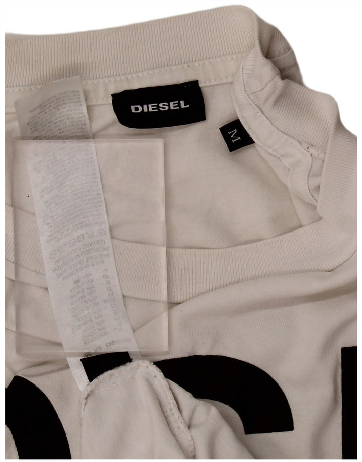 DIESEL Mens Graphic T-Shirt Top Medium White Cotton