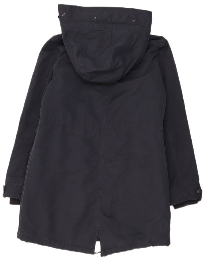Marks & Spencer Womens Hooded Sherpa Parka Jacket UK 12 Medium Navy Blue