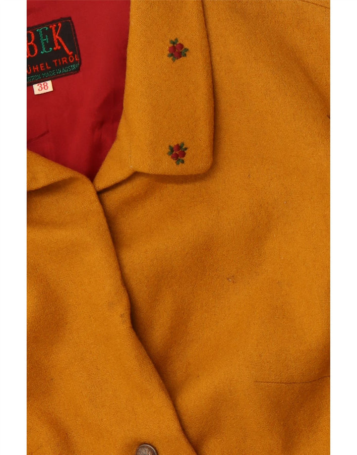 VINTAGE Womens 4 Button Blazer Jacket IT 38 XS Yellow Cotton