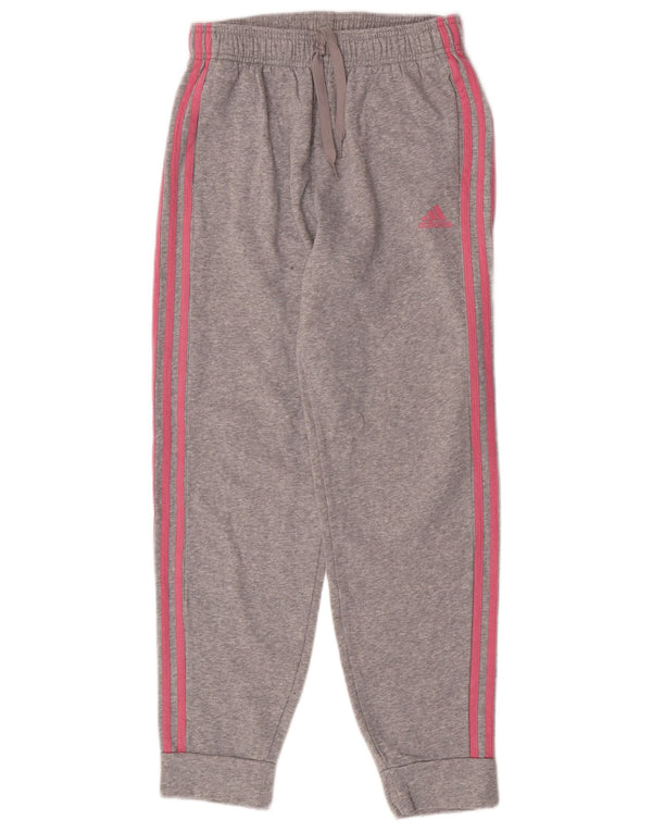 Adidas Girls Tracksuit Trousers Joggers 13-14 Years Grey Flecked Cotton