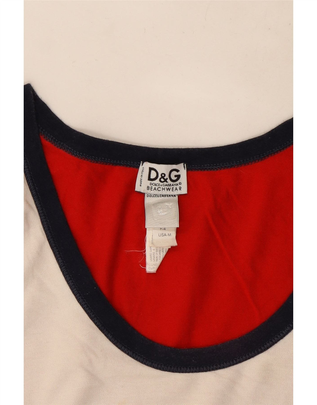 Dolce & Gabbana Mens Graphic Vest Top Medium Red Colourblock Cotton Beach