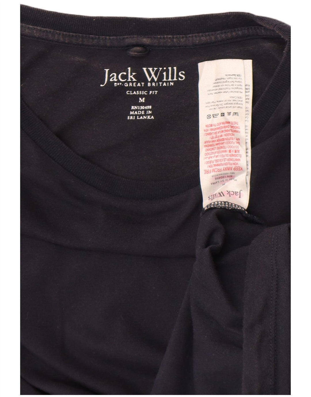 Jack Wills Mens Classic Fit T-Shirt Top Medium Navy Blue Cotton
