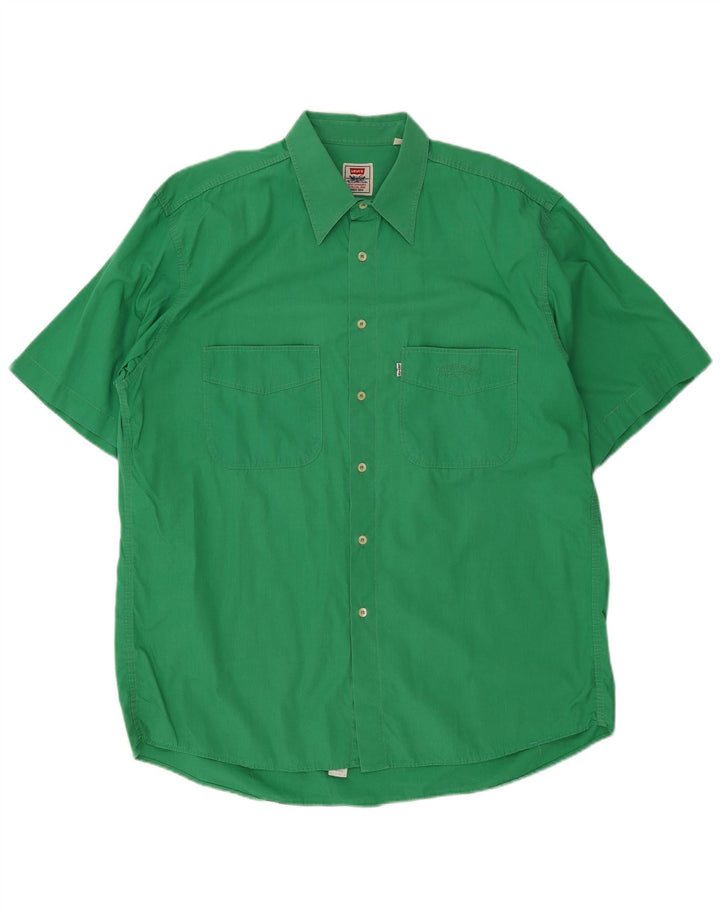Levi's Mens Short Sleeve Shirt XL Green Cotton