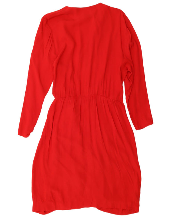Luisa Spagnoli Womens Long Sleeve Wrap Dress IT 46 Large Red Acetate