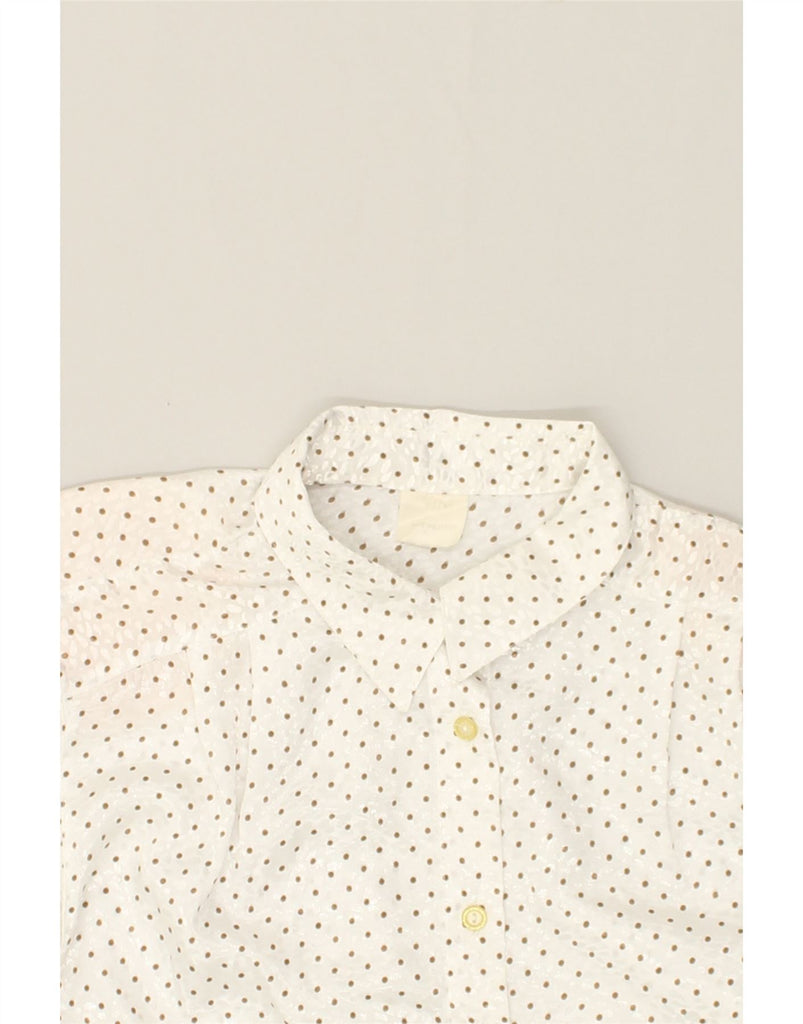 VINTAGE Womens Front Tie Shirt Blouse EU 42/44 XL White Polka Dot | Vintage Vintage | Thrift | Second-Hand Vintage | Used Clothing | Messina Hembry 