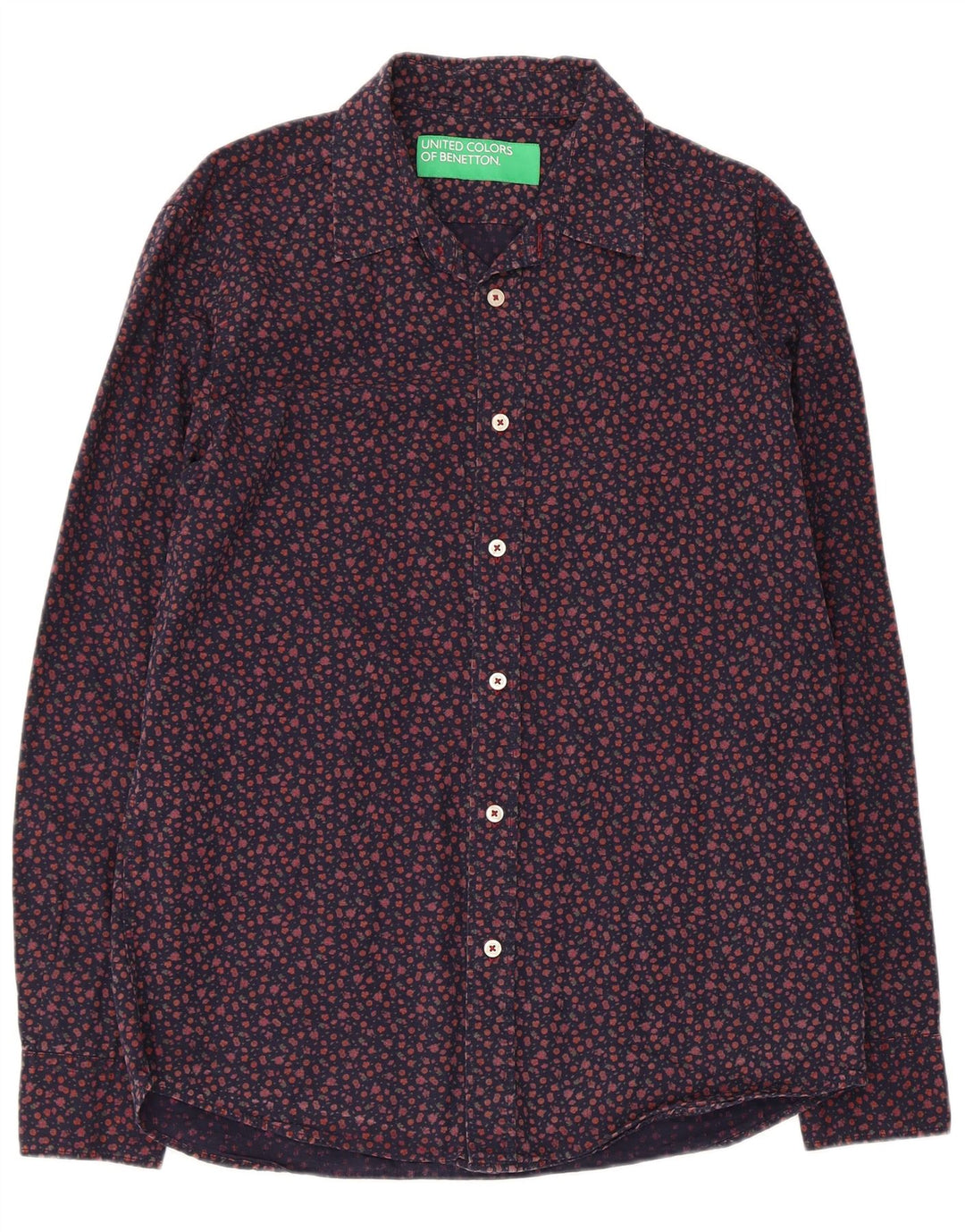 BENETTON Mens Shirt Medium Navy Blue Floral