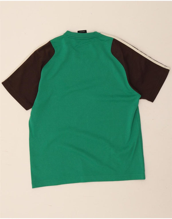 Adidas Mens T-Shirt Top Medium Green Colourblock Cotton
