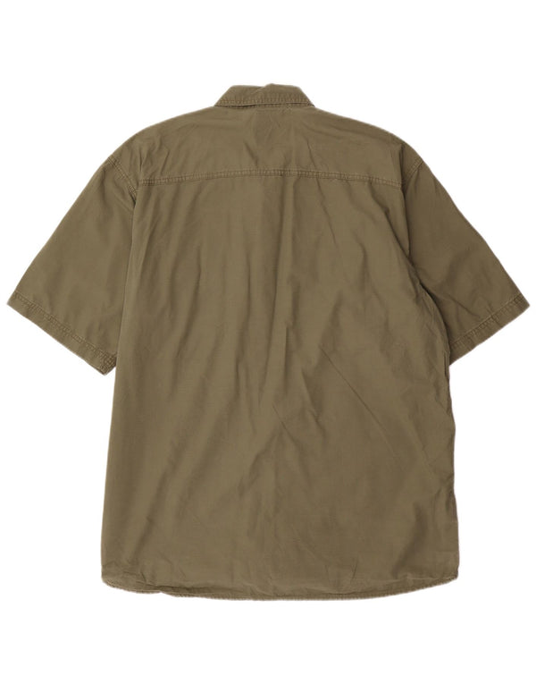 EDDIE BAUER Mens Short Sleeve Shirt Large Khaki Cotton