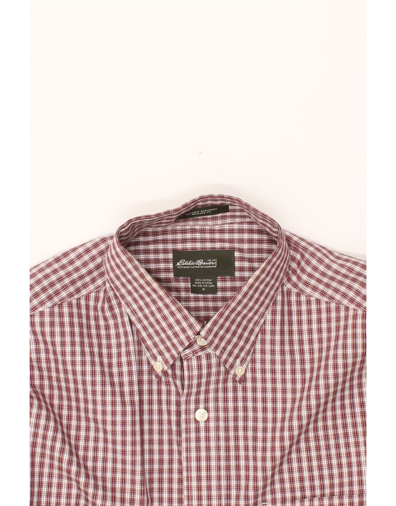 EDDIE BAUER Mens Relaxed Fit Shirt Medium Burgundy Check Cotton Vintage Eddie Bauer and Second-Hand Eddie Bauer from Messina Hembry 