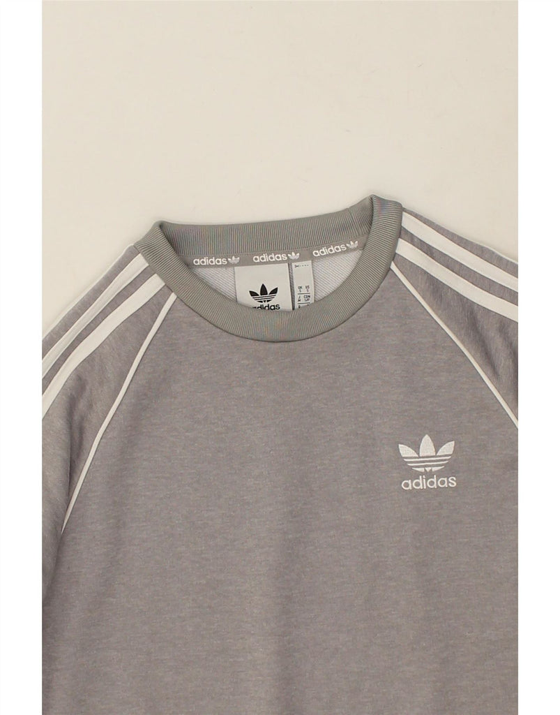 ADIDAS Mens Graphic Sweatshirt Jumper Small Grey Cotton Vintage Adidas and Second-Hand Adidas from Messina Hembry 